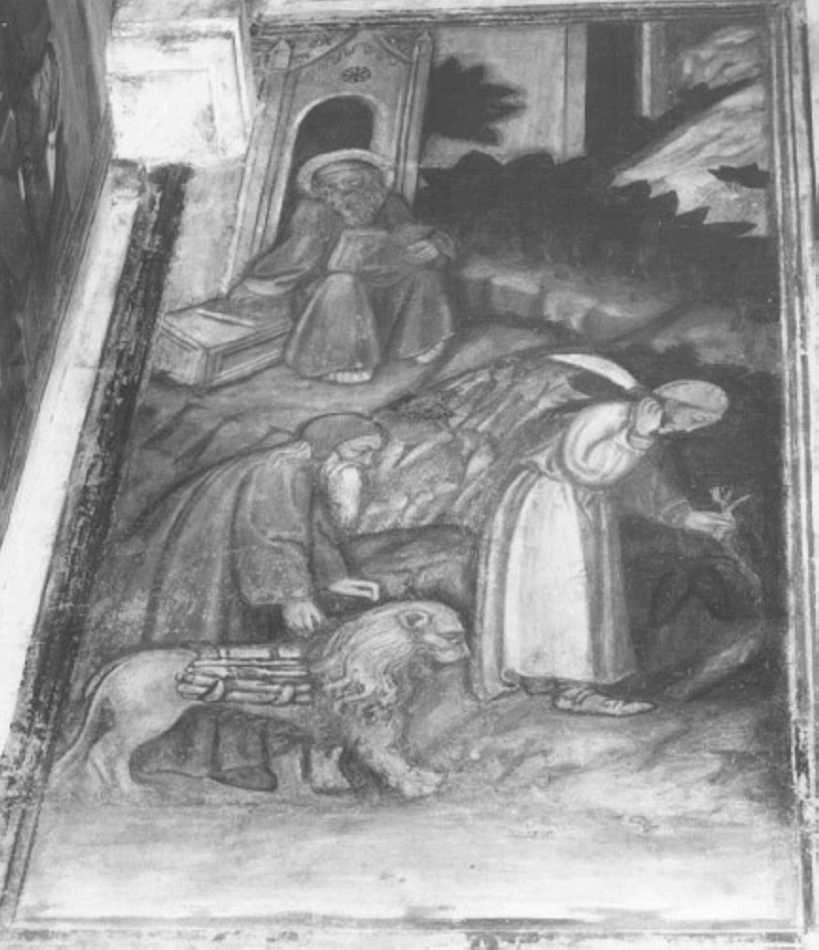 Il leone sottoposto alle Corvees (dipinto) di Badile Giovanni (attribuito) (sec. XV)