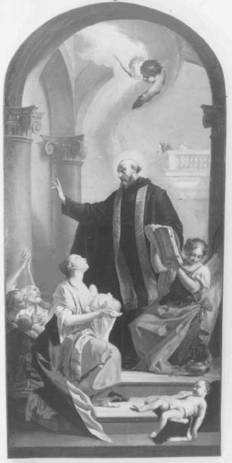 San Filippo Benizzi resuscita un bambino (dipinto) di Lorenzi Francesco (sec. XVIII)