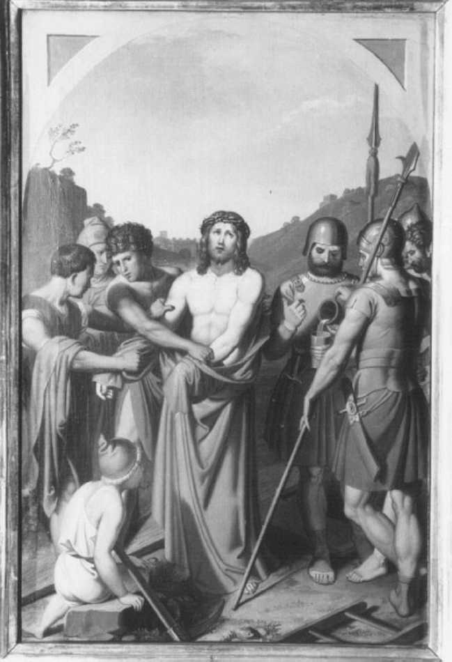 stazione X: Gesù spogliato e abbeverato di fiele (dipinto) - ambito tedesco (sec. XIX)