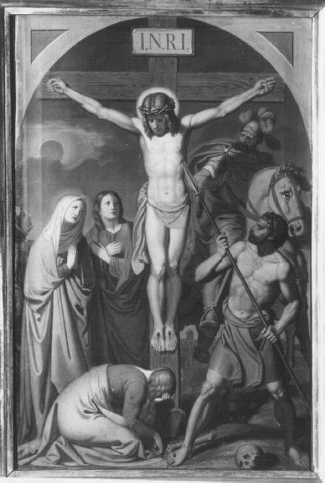 stazione XII: Gesù innalzato e morto in croce (dipinto) - ambito tedesco (sec. XIX)