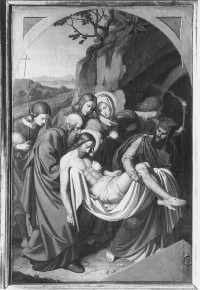 stazione XIV: Gesù deposto nel sepolcro (dipinto) - ambito tedesco (sec. XIX)