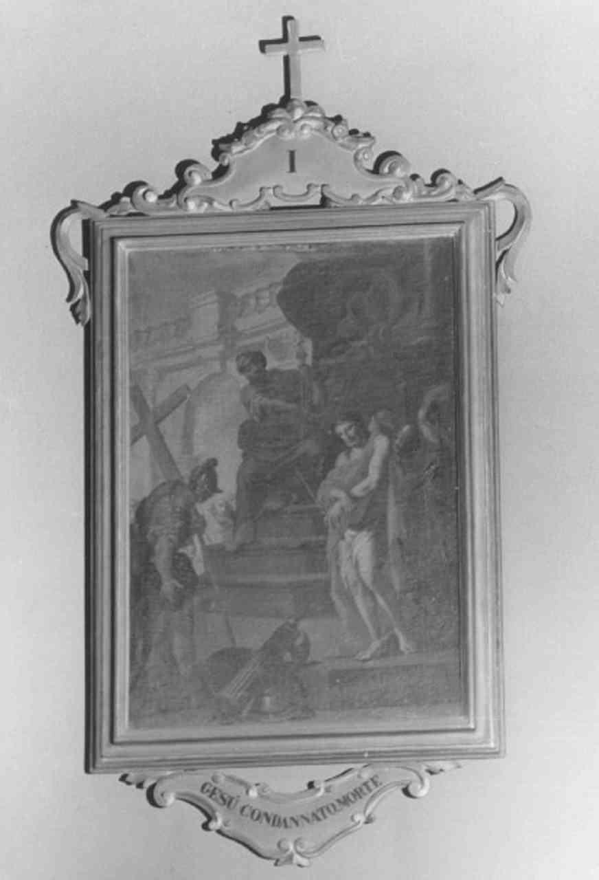 stazione I: Gesù condannato a morte (dipinto) di Marcola Giovanni Battista (sec. XVIII)