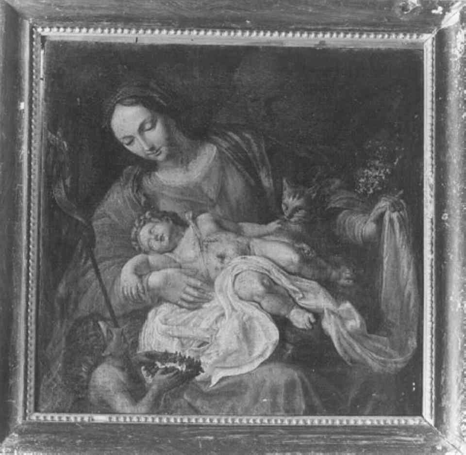 Madonna del Gatto, Madonna con Bambino e San Giovannino (dipinto) di Ugolini Agostino (scuola) (ultimo quarto sec. XVIII)