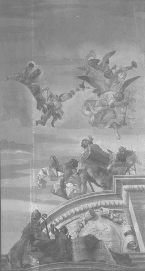 Apoteosi dei santi Fermo e Rustico della Madonna del Rosario e di San Biagio, Madonna del Rosario (dipinto) di Bevilacqua Giuseppe (sec. XIX)