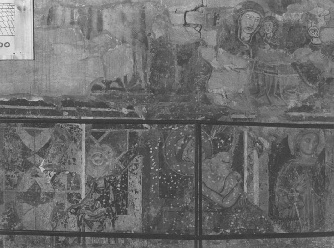 Madonna con Bambino e devoti (dipinto, frammento) - ambito veronese (sec. XIII)