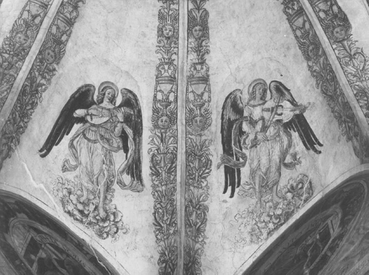 angelo musicante con liuto (dipinto) di Morone Domenico (e aiuti) (sec. XV)