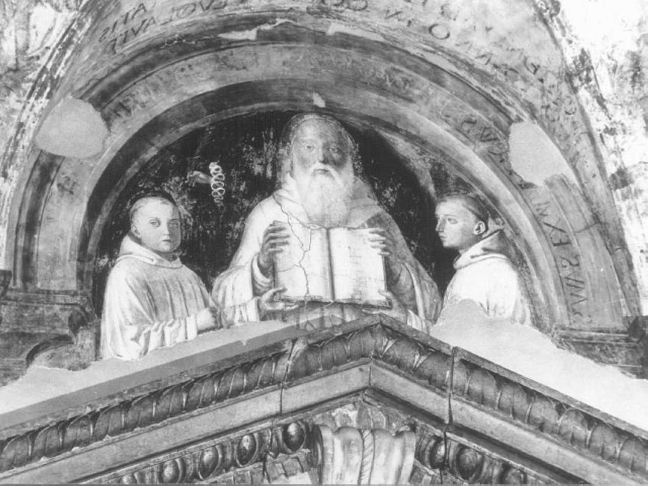 Tre santi monaci benedettini (dipinto) di Morone Francesco (e aiuti) (sec. XVI)