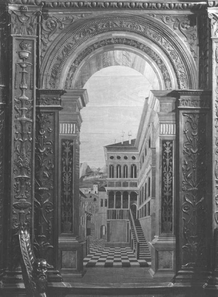 veduta (decorazione a intarsio) di Giovanni da Verona (e aiuti) (sec. XV)