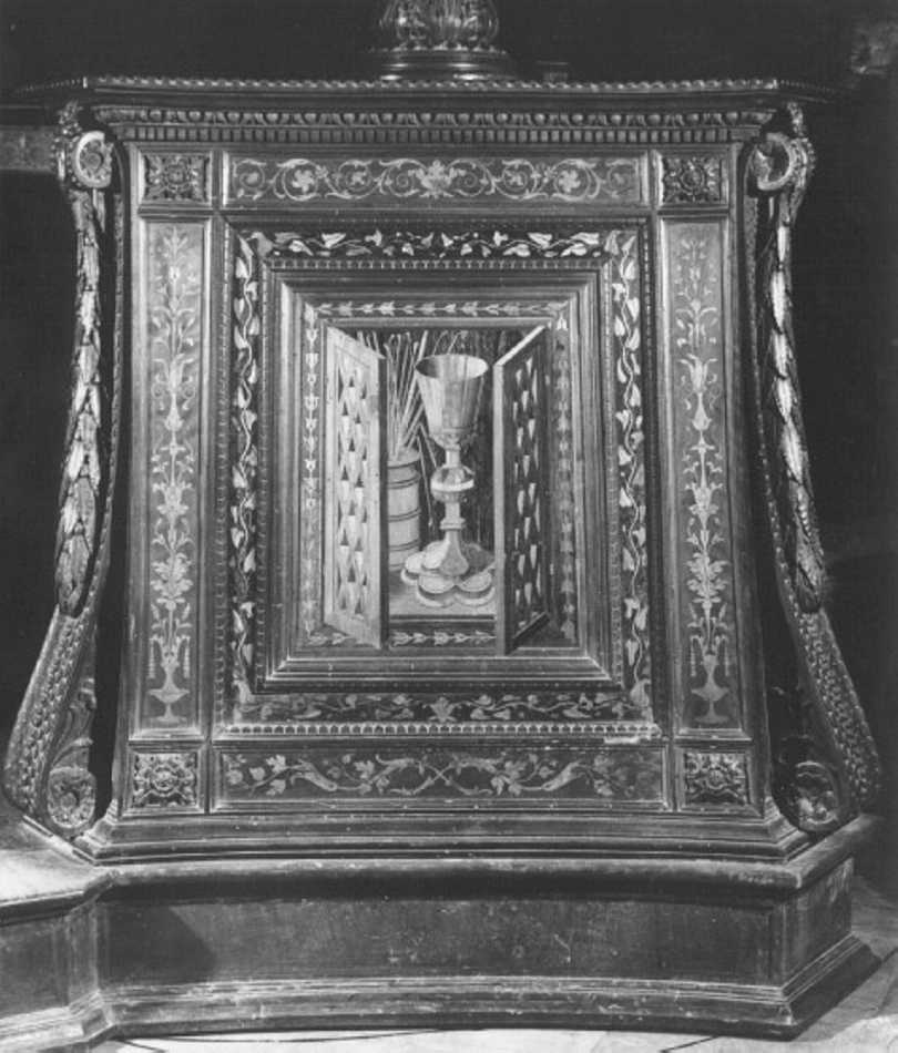 angioletti con oggetti liturgici (decorazione a intarsio) di Giovanni Battista da Verona detto Sordo (e aiuti) (sec. XVI)
