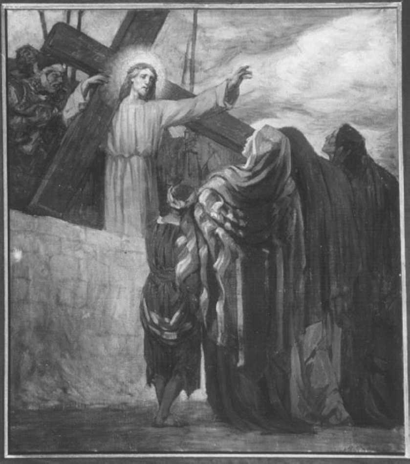 stazione VIII: Gesù consola le donne di Gerusalemme (dipinto) di Galizzi Giovanni Battista (sec. XX)