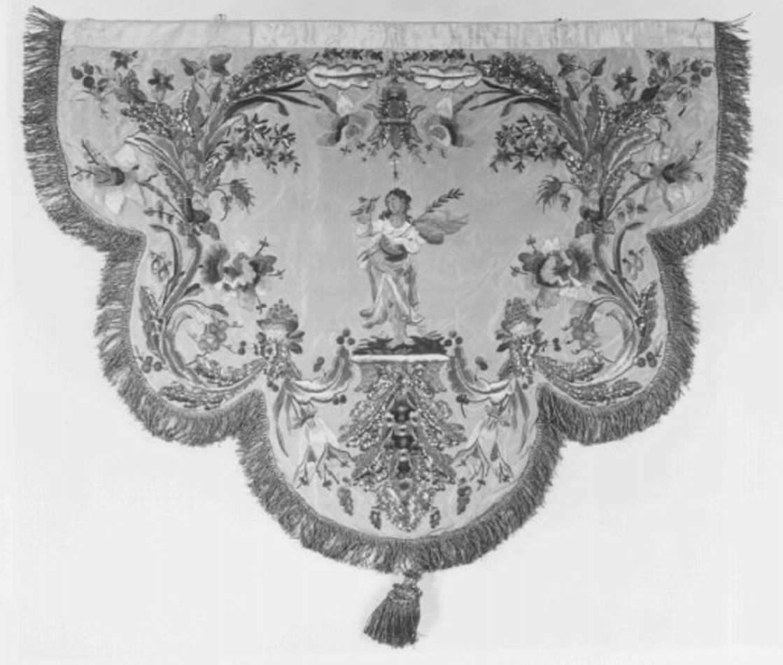 Angelo in adorazione del calice eucaristico (decorazione a ricamo) - ambito veneto (sec. XIX)