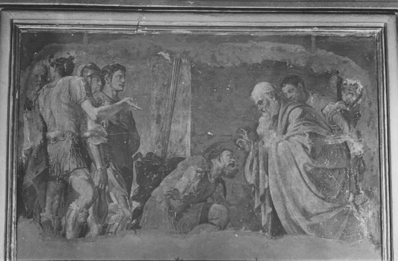 San Paolo davanti al sommo sacerdote Anania (dipinto) di D'Angolo Battista detto Battista Del Moro (prima metà sec. XVI)