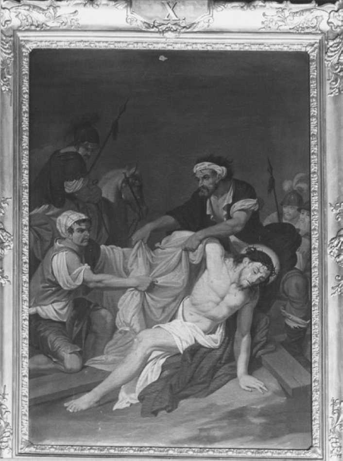 stazione X: Gesù spogliato e abbeverato di fiele (dipinto) - ambito veneto (sec. XIX)