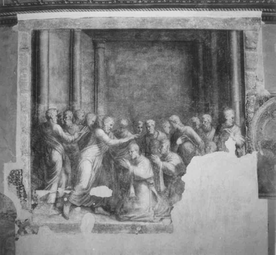 Ordinazione diaconale di S. Stefano (dipinto) di D'Angolo Battista detto Battista Del Moro (sec. XVI)