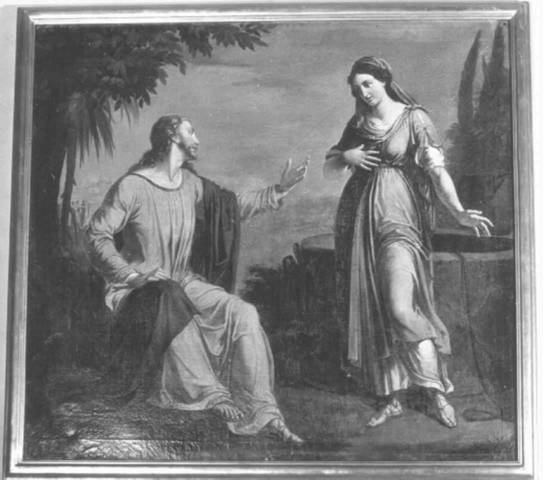 Cristo e la samaritana al pozzo (dipinto) - ambito italiano (sec. XIX)