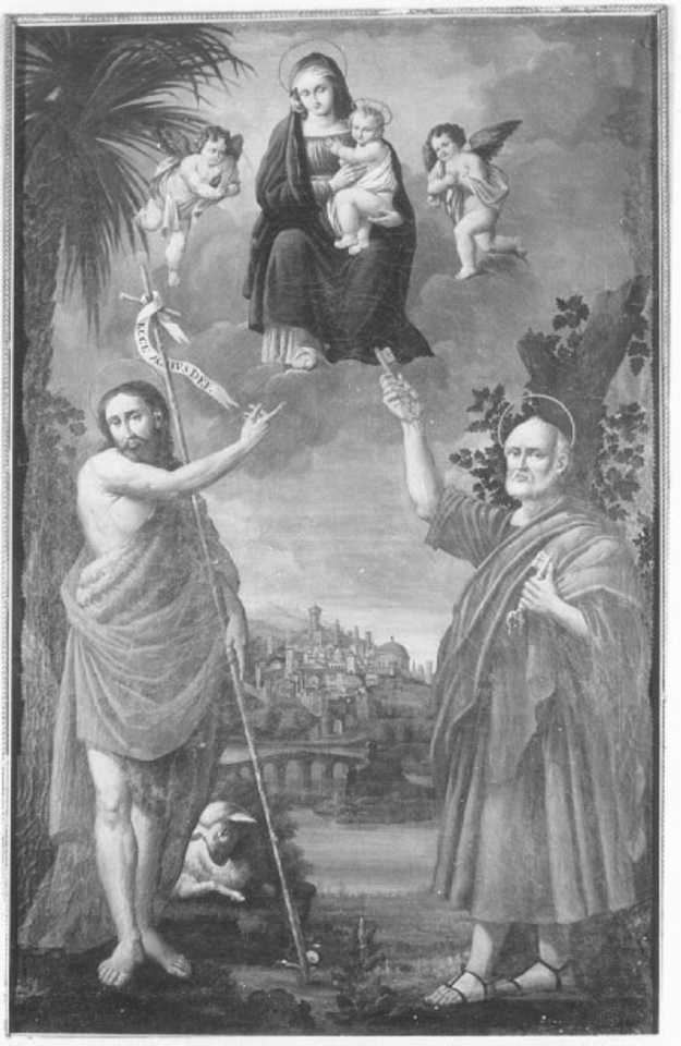 Madonna con Bambino e Santi (dipinto) di Dalla Rosa Saverio (maniera) (sec. XIX)