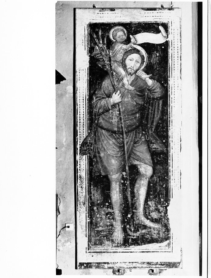 San Cristoforo con Gesù Bambino sulle spalle (dipinto) di Martino da Verona (attribuito) (secc. XIV/ XV)