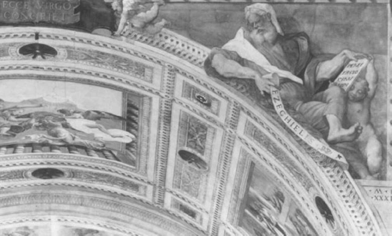 Ezechiele (dipinto) di Torbido Francesco detto Moro, D'Angolo Battista detto Battista Del Moro (attribuito), Pippi Giulio detto Giulio Romano (sec. XVI)