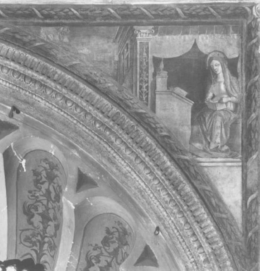 Madonna annunciata (dipinto, elemento d'insieme) di Falconetto Giovanni Maria (attribuito) (secc. XV/ XVI)