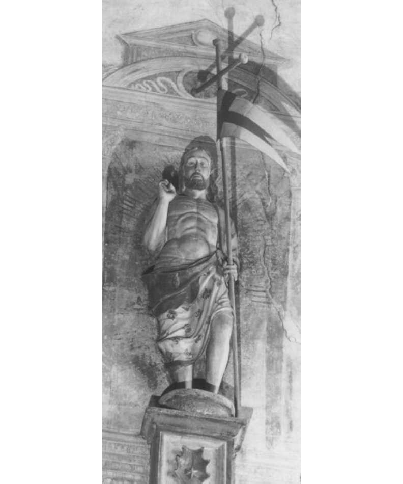 Cristo risorto (statua, elemento d'insieme) di Maestro Modesto (attribuito) (secc. XV/ XVI)