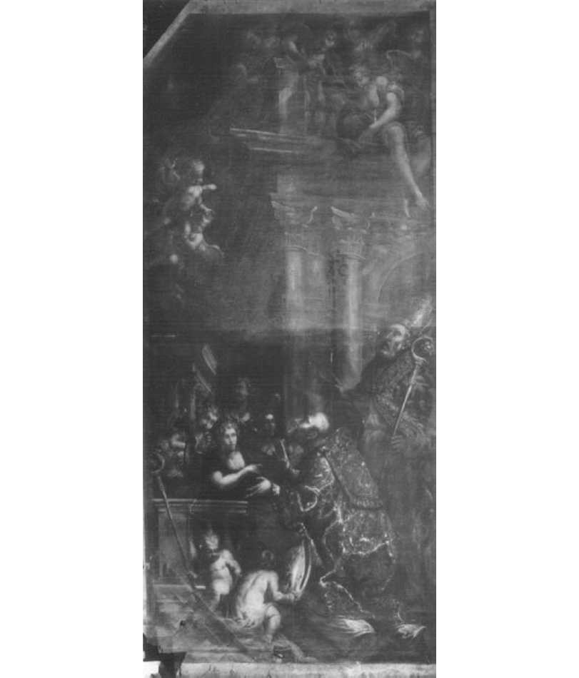 vescovi e angeli (dipinto, elemento d'insieme) di Falcieri Biagio, Sferini Carlo (seconda metà sec. XVII)