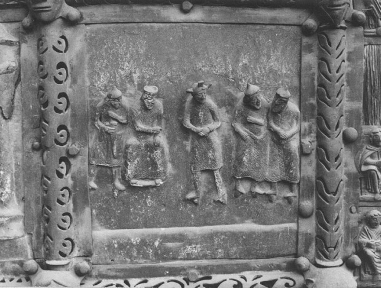 Cristo davanti a Erode (formella, elemento d'insieme) di Primo Maestro Del Portale Di San Zeno (e aiuti) (sec. XII)