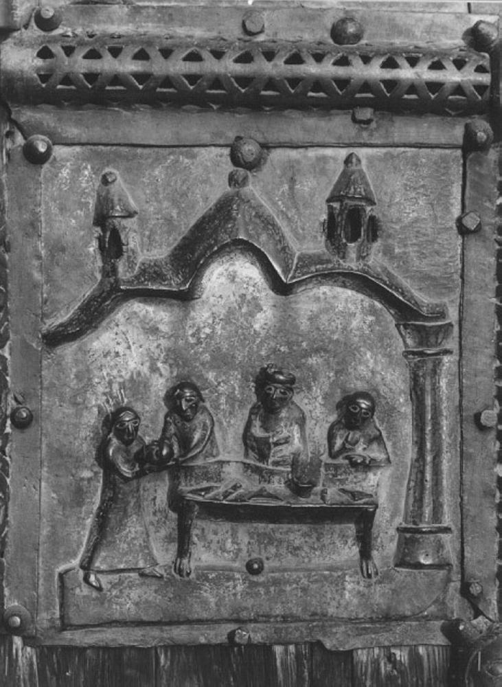 banchetto di Erode (formella, elemento d'insieme) di Primo Maestro Del Portale Di San Zeno (e aiuti) (sec. XII)