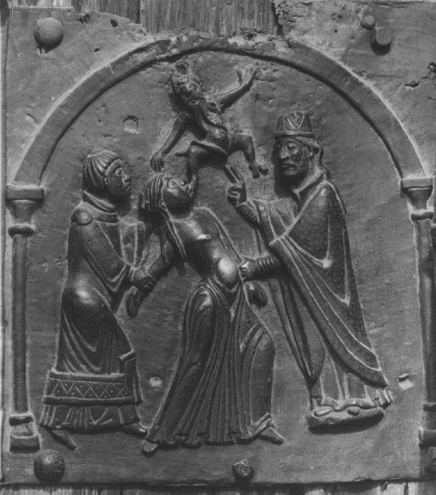 San Zeno esorcizza la figlia dell'imperatore Gallieno (formella, elemento d'insieme) di Maestro Delle Storie Di S. Zeno (attribuito) (secc. XII/ XIII)