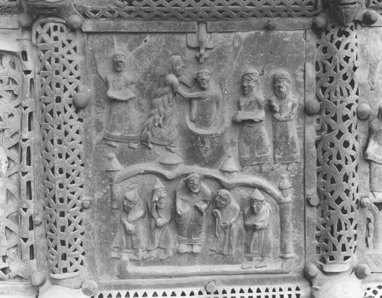 battesimo di Cristo (formella, elemento d'insieme) di Primo Maestro Del Portale Di San Zeno (e aiuti) (sec. XII)