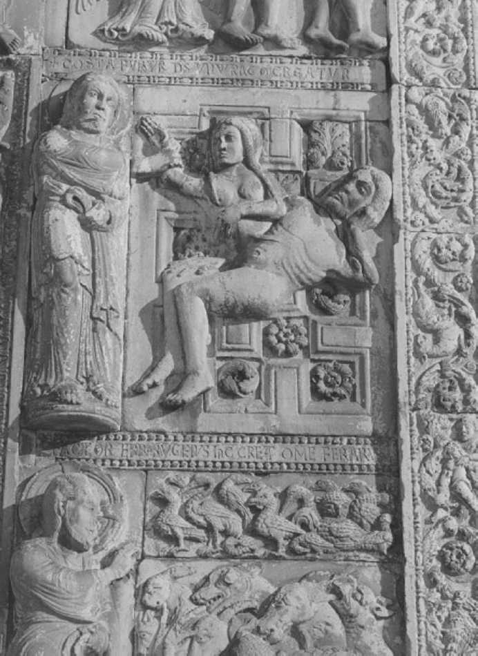 creazione di Eva (rilievo, elemento d'insieme) di Nicolò (sec. XII)