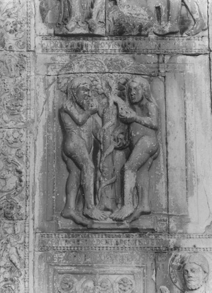 tentazione e caduta di Adamo e Eva (rilievo, elemento d'insieme) di Nicolò (sec. XII)