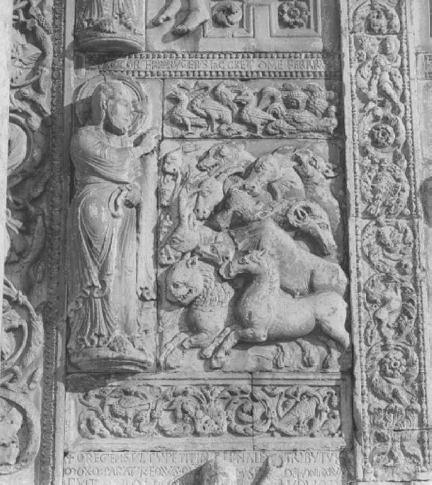 creazione degli animali (rilievo, elemento d'insieme) di Nicolò (e aiuti) (sec. XII)