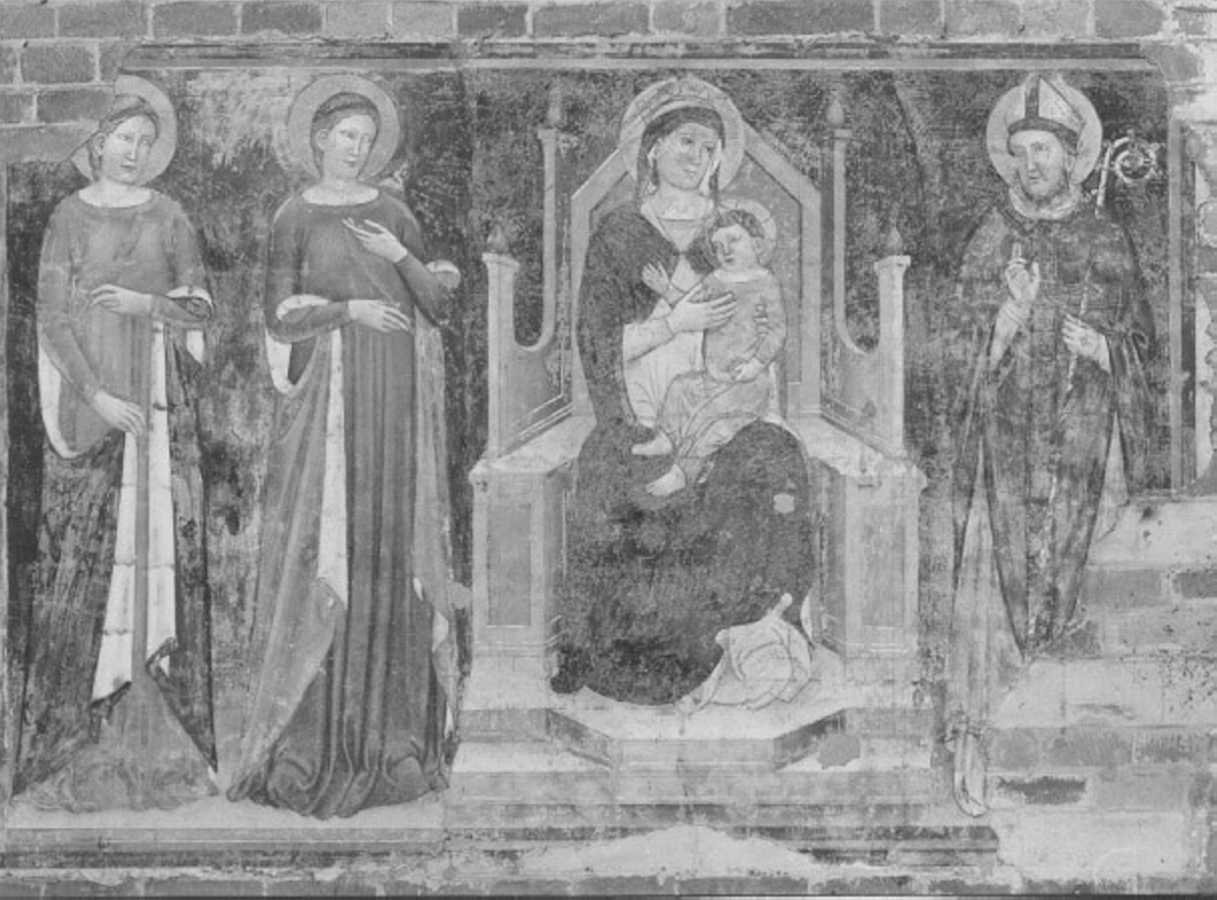 Madonna con Bambino in trono tra santi (dipinto) di Secondo Maestro di San Zeno (attribuito) (sec. XIV)