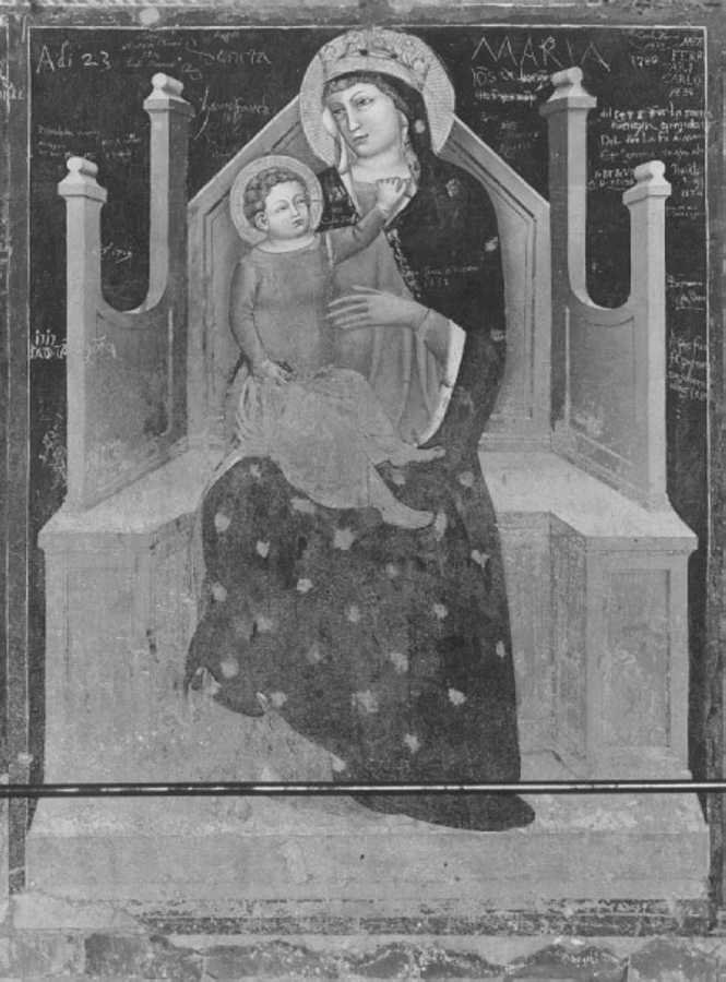 Madonna con Bambino in trono (dipinto) di Secondo Maestro di San Zeno (attribuito) (sec. XIV)