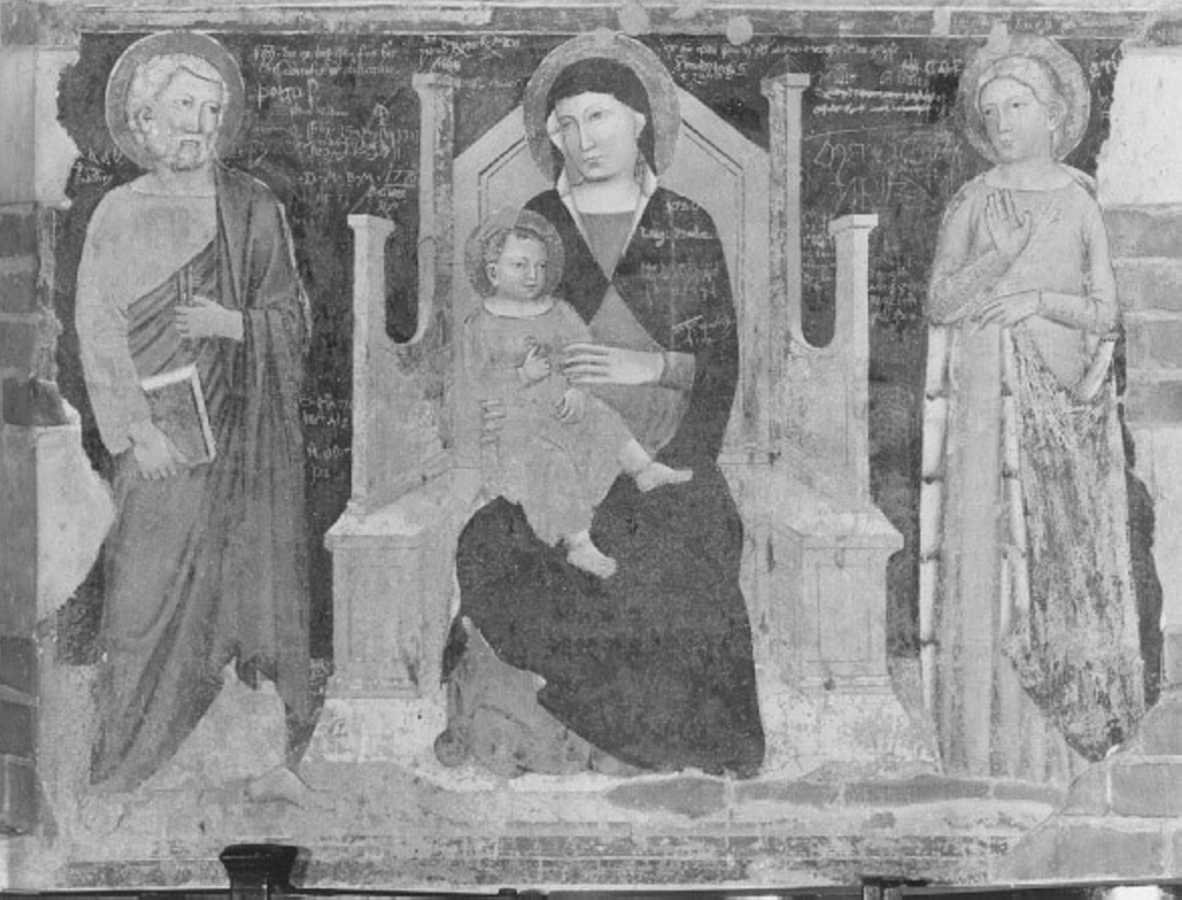 Madonna con Bambino in trono tra santi (dipinto) di Secondo Maestro di San Zeno (attribuito) (sec. XIV)