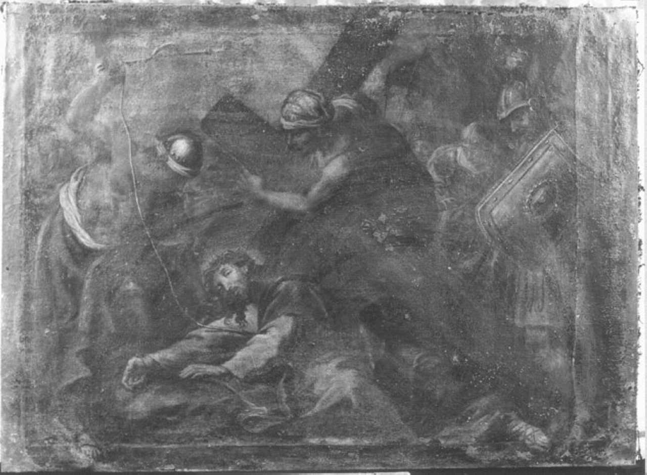 stazione IX: Gesù cade sotto la croce la terza volta (dipinto) - ambito veneto (seconda metà sec. XVIII)