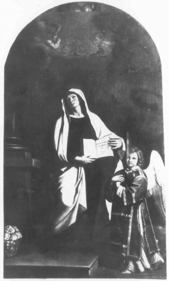 Santa Francesca Romana ha la visione del suo angelo custode (dipinto) di Barbieri Giovan Francesco detto Guercino (sec. XVII)
