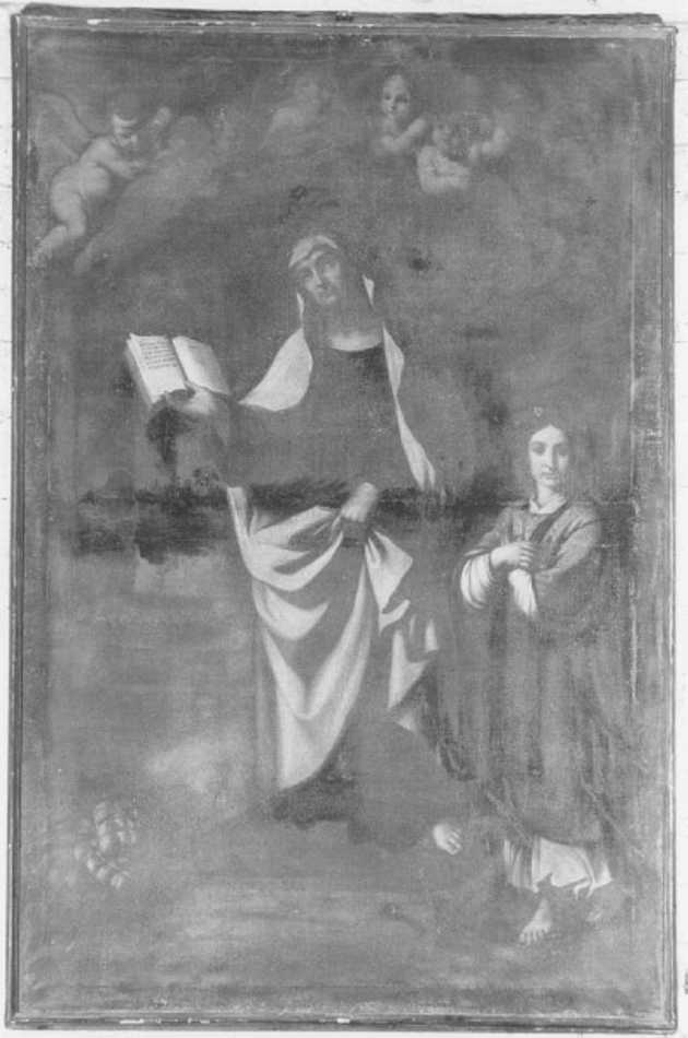 Santa Francesca Romana ha la visione del suo angelo custode (dipinto) - ambito italiano (sec. XVII)