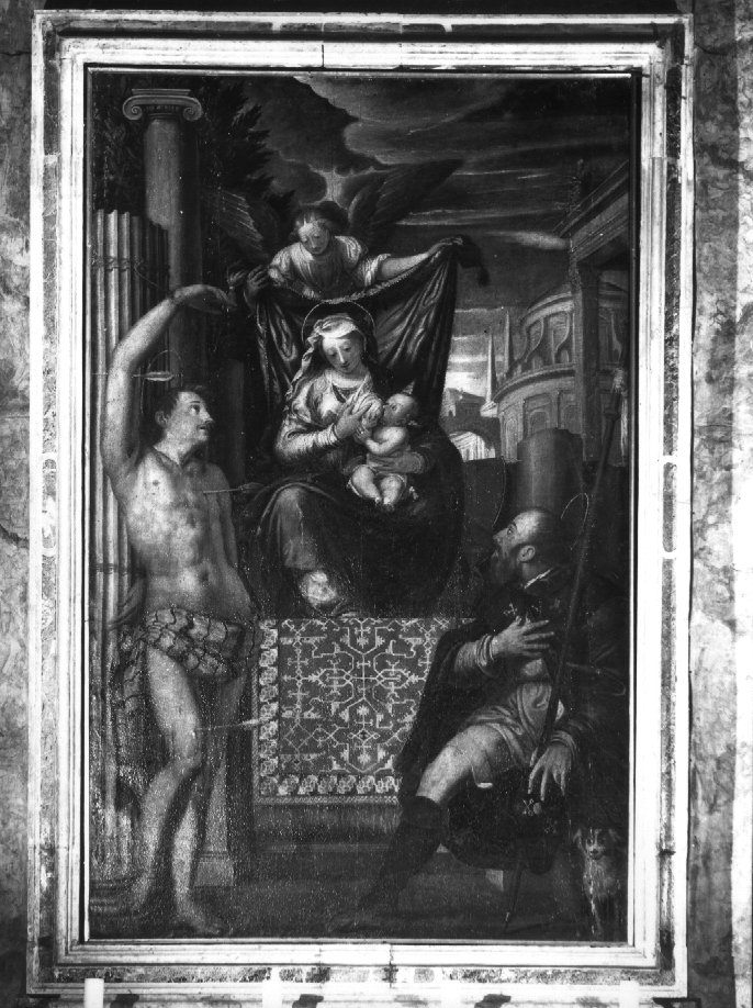Madonna in trono e Santi (dipinto) di Aliprandi Michelangelo (attribuito) (sec. XVI)