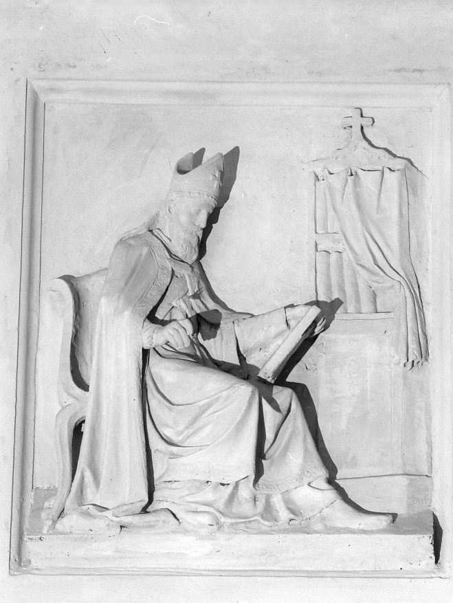 Sant'Agostino (rilievo, elemento d'insieme) di Zajec (Saitz) Valentino (sec. XIX)