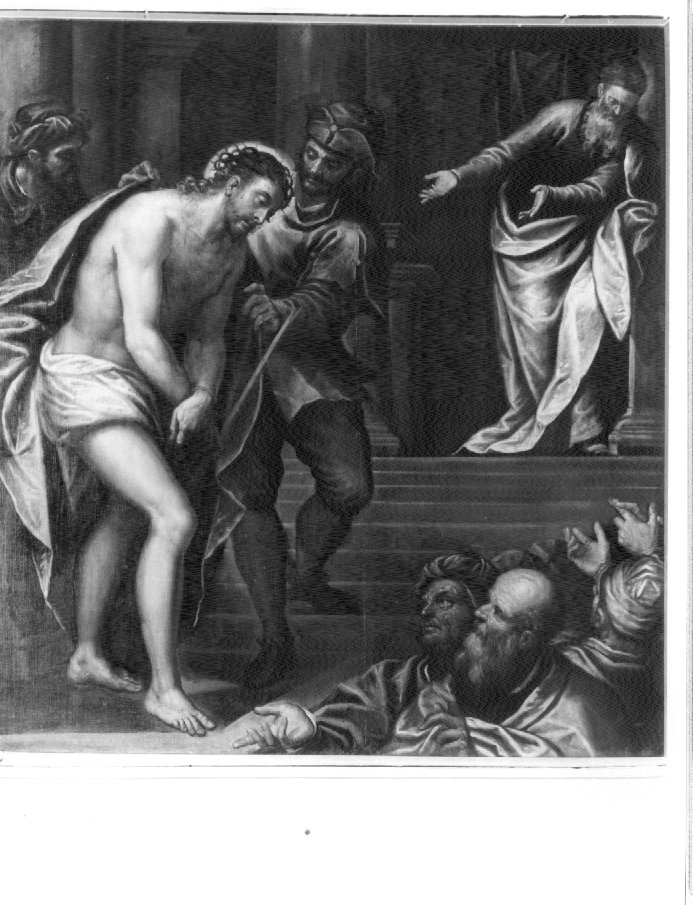 Pilato mostra Cristo al popolo (dipinto) di Maganza Alessandro (attribuito) (sec. XVI)