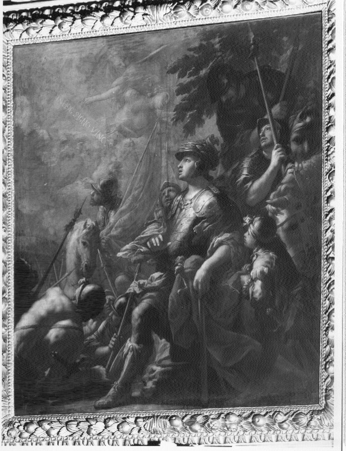 apparizione della croce a Costantino durante la battaglia di ponte Milvio (dipinto) di Zanchi Antonio (attribuito) (sec. XVII)