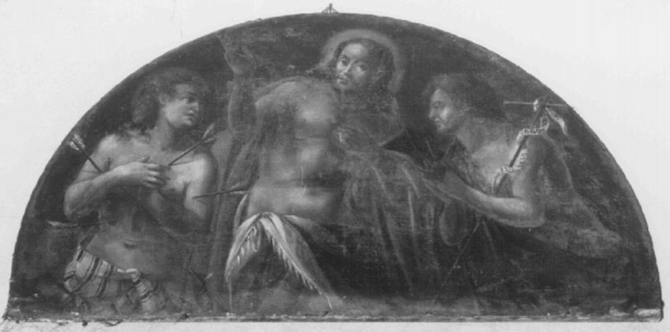 Cristo tra San Sebastiano e San Giovanni Battista (dipinto) - ambito veneziano (prima metà sec. XVII)