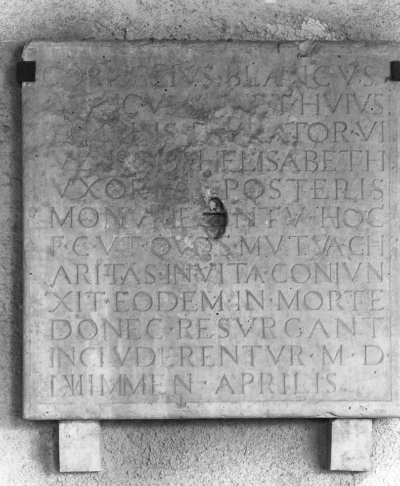 lapide commemorativa - ambito vicentino (seconda metà sec. XVI)