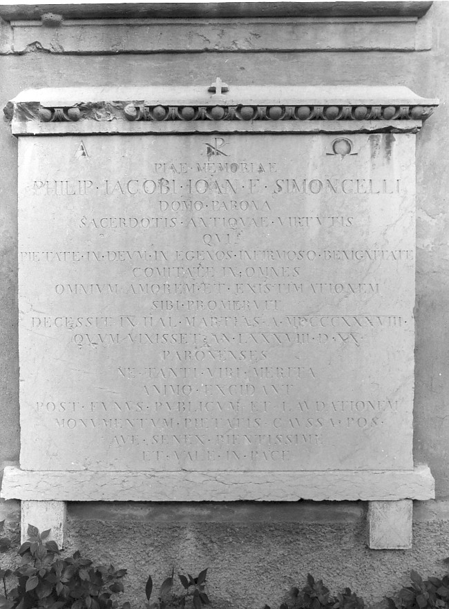 lapide commemorativa - ambito veronese (sec. XIX)