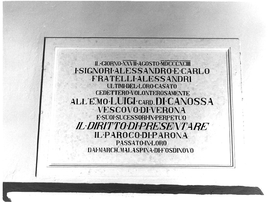 lapide documentaria - ambito veronese (sec. XIX)