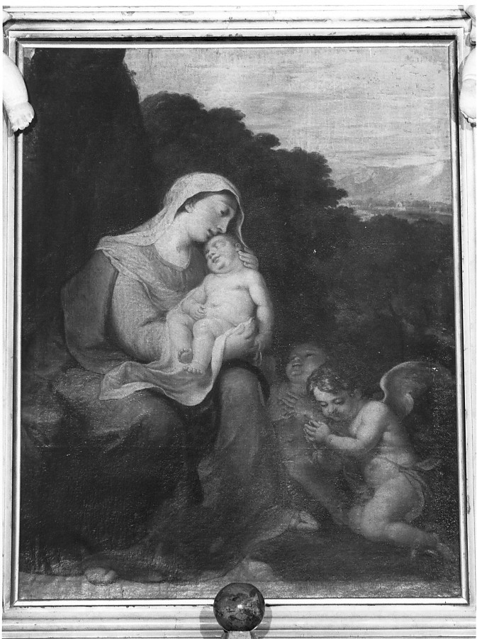 Madonna con Bambino e angeli (dipinto) di Dalla Rosa Saverio (attribuito) (sec. XIX)