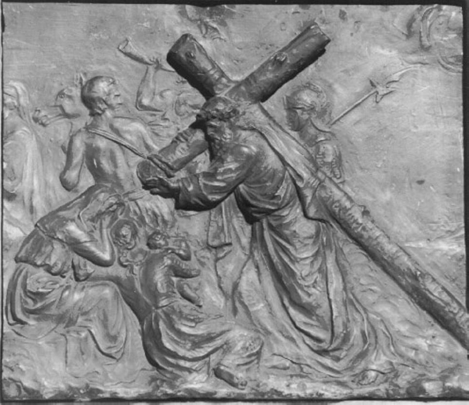 salita di Cristo al monte Calvario (rilievo) di Saccardo Vittorio (secc. XIX/ XX)