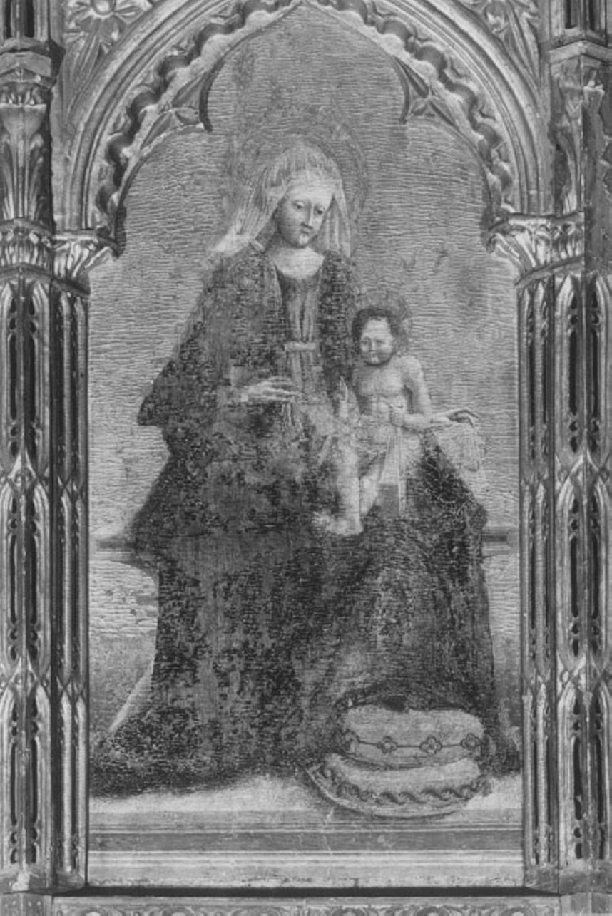 Madonna in trono con Bambino (dipinto) di Squarcione Francesco (attribuito) (sec. XV)