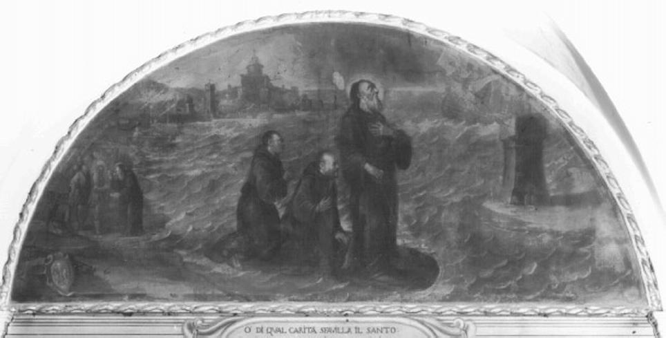 San Francesco di Paola attraversa lo stretto di Messina sul suo mantello (dipinto) di Menarola Cristoforo (sec. XVIII)